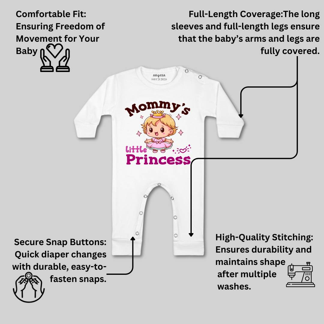 Arvesa Mommy Little Prince Design-1467 White 0-3 Months Jumpsuit for Baby Boy & Girl dress .