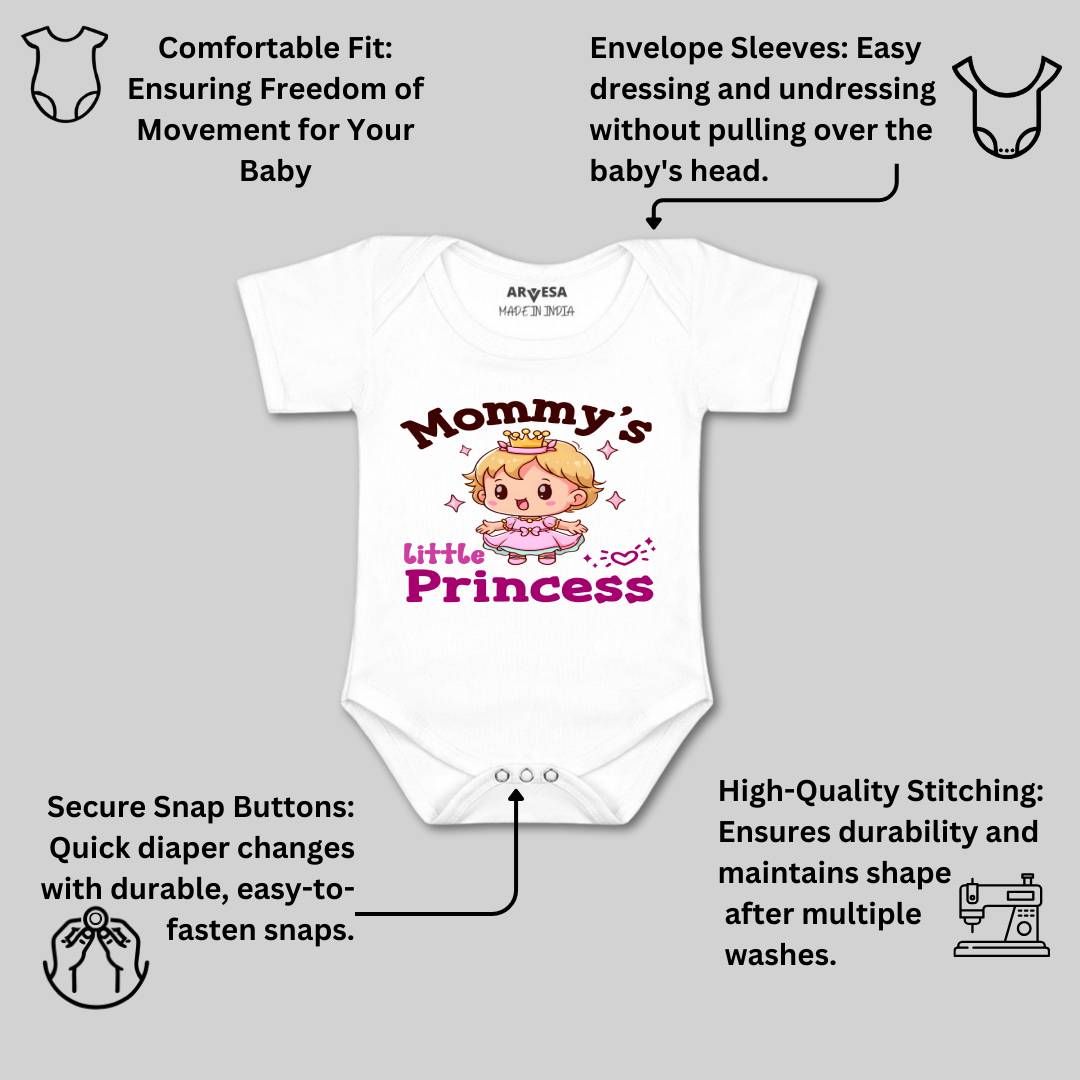 Arvesa Mommy Little Prince Design-1467 White 0-3 Months Jumpsuit for Baby Boy & Girl dress .