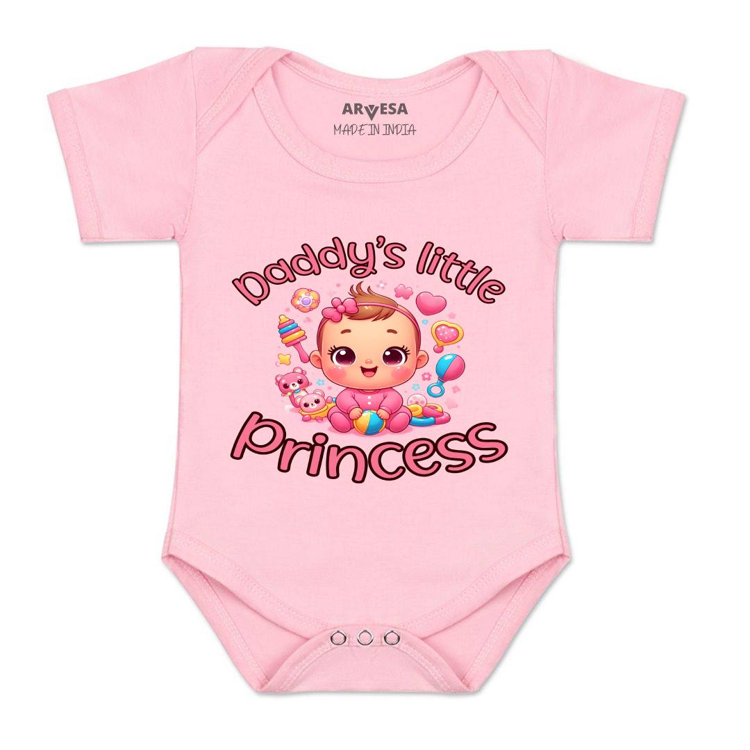 Arvesa Daddy Little Princess Design-1472 White 0-3 Months Jumpsuit for Baby Boy & Girl dress .