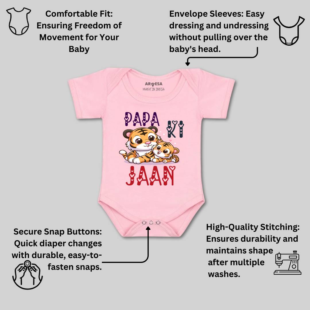 Arvesa Papa Ki Jaan Design-1475 White 0-3 Months Jumpsuit for Baby Boy & Girl dress .