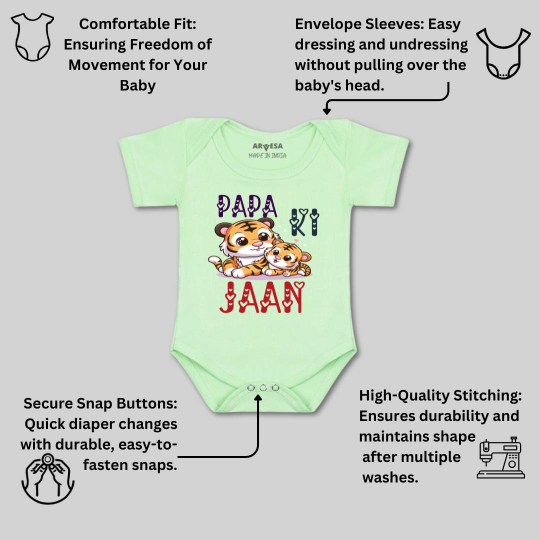 Arvesa Papa Ki Jaan Design-1475 White 0-3 Months Jumpsuit for Baby Boy & Girl dress .