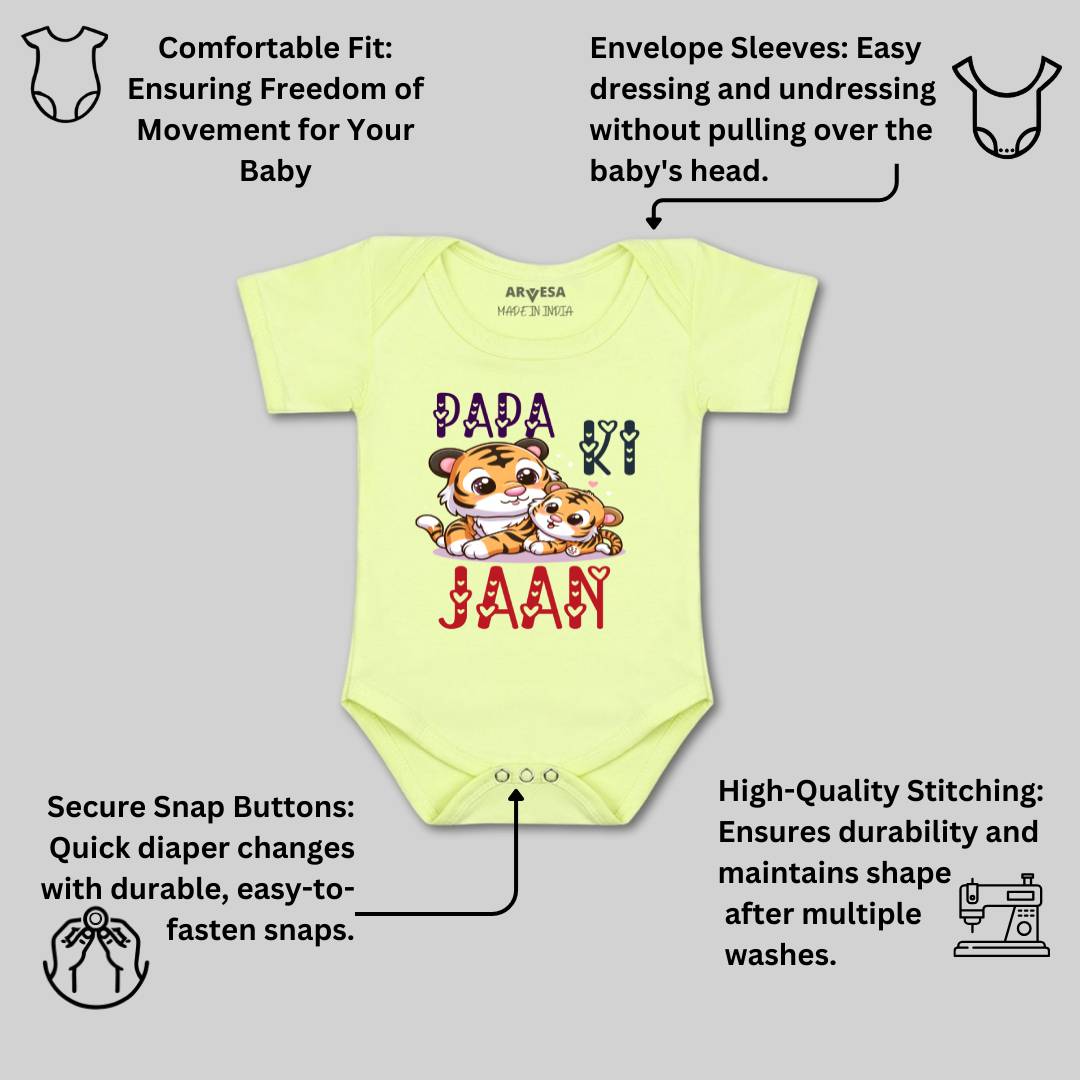 Arvesa Papa Ki Jaan Design-1475 White 0-3 Months Jumpsuit for Baby Boy & Girl dress .