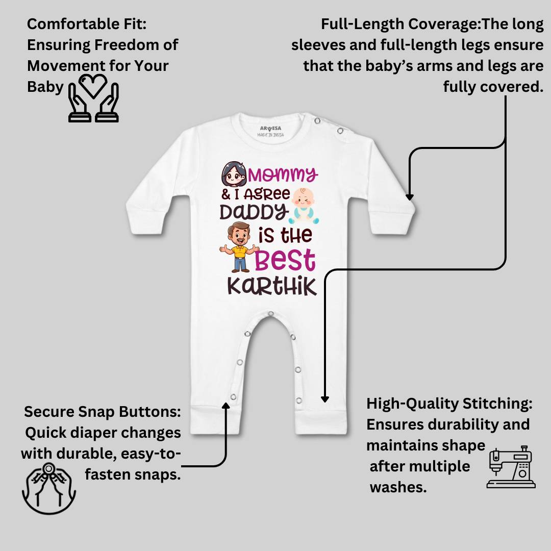 Arvesa Mommy & I Agree Daddy Is The Best Baby Boy & Girl Dress