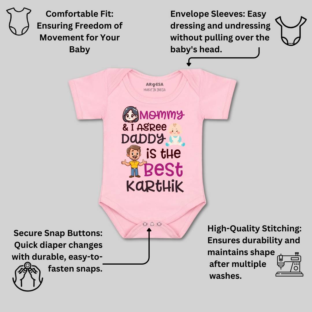 Arvesa Mommy & I Agree Daddy Is The Best Baby Boy & Girl Dress