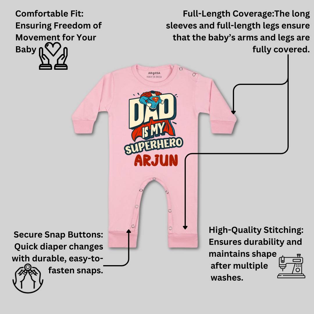 Arvesa Dad Is My Superhero Baby Boy & Girl Dress