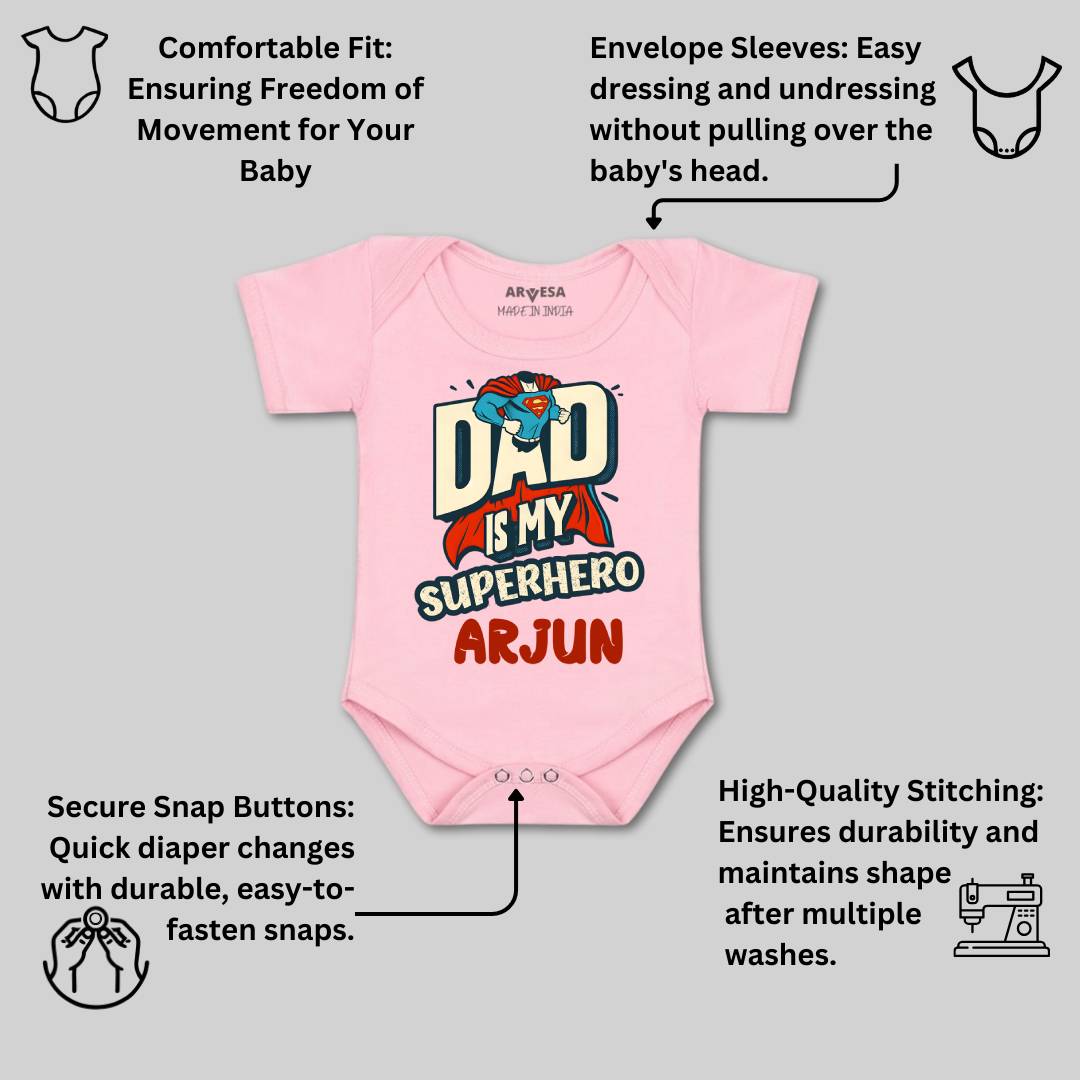 Arvesa Dad Is My Superhero Baby Boy & Girl Dress