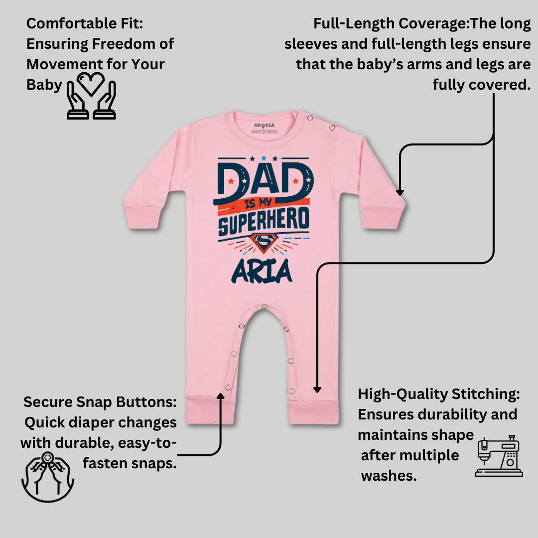 Arvesa Dad Is My Superhero Baby Boy & Girl Dress
