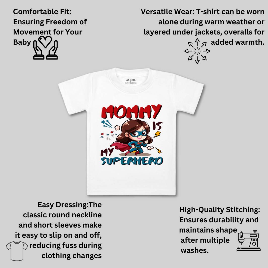 Arvesa Mommy Is My Superhero Design-1505 White 0-3 Months Jumpsuit for Baby Boy & Girl dress .