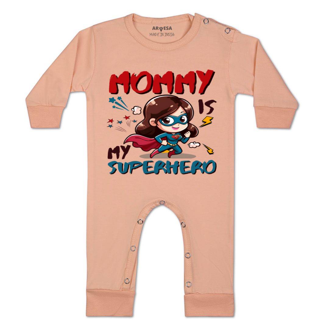 Arvesa Mommy Is My Superhero Design-1505 White 0-3 Months Jumpsuit for Baby Boy & Girl dress .