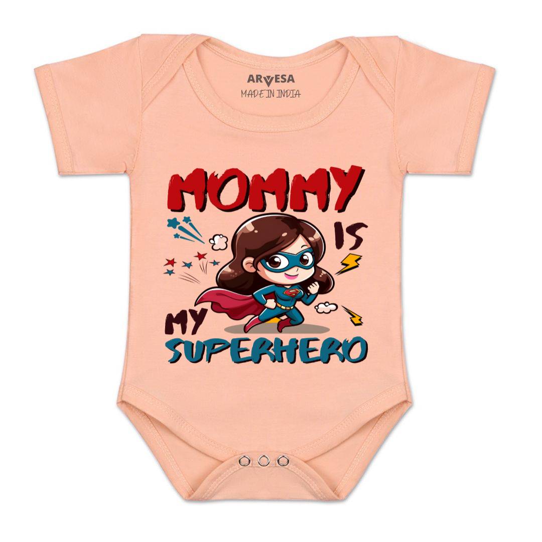 Arvesa Mommy Is My Superhero Design-1505 White 0-3 Months Jumpsuit for Baby Boy & Girl dress .