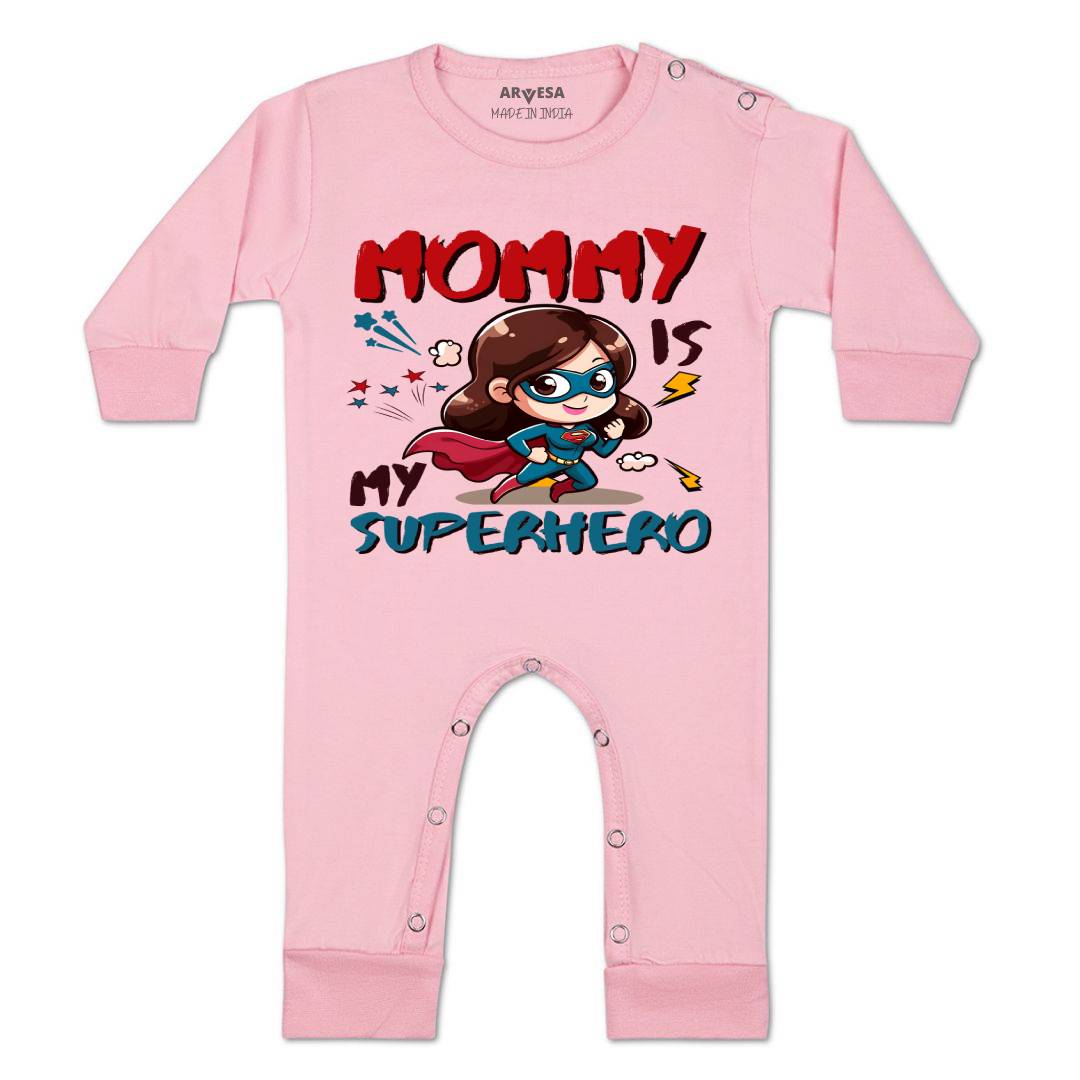 Arvesa Mommy Is My Superhero Design-1505 White 0-3 Months Jumpsuit for Baby Boy & Girl dress .