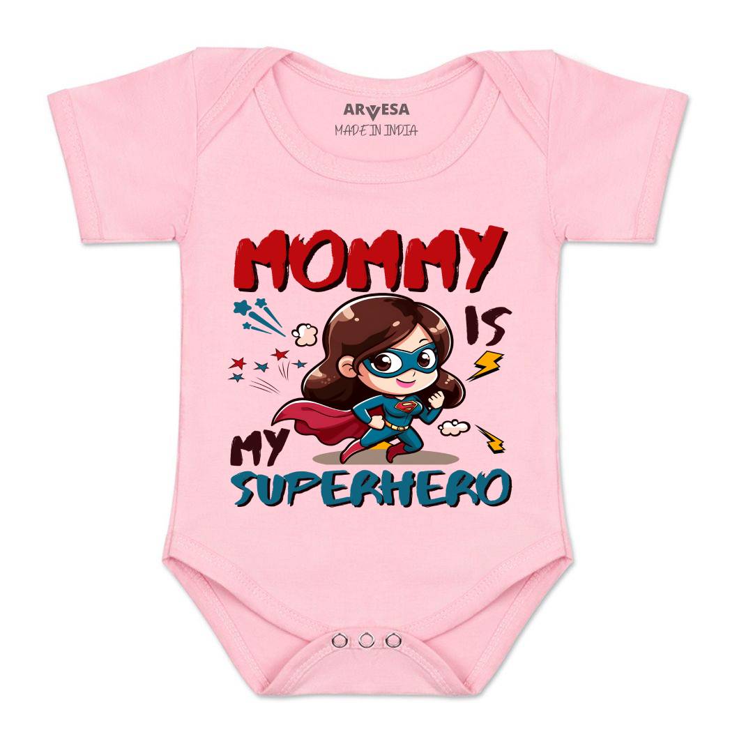 Arvesa Mommy Is My Superhero Design-1505 White 0-3 Months Jumpsuit for Baby Boy & Girl dress .