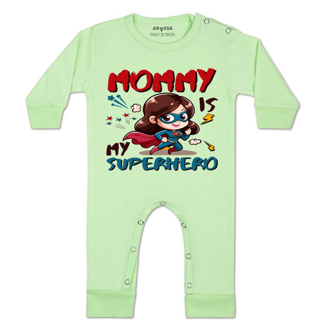 Arvesa Mommy Is My Superhero Design-1505 White 0-3 Months Jumpsuit for Baby Boy & Girl dress .