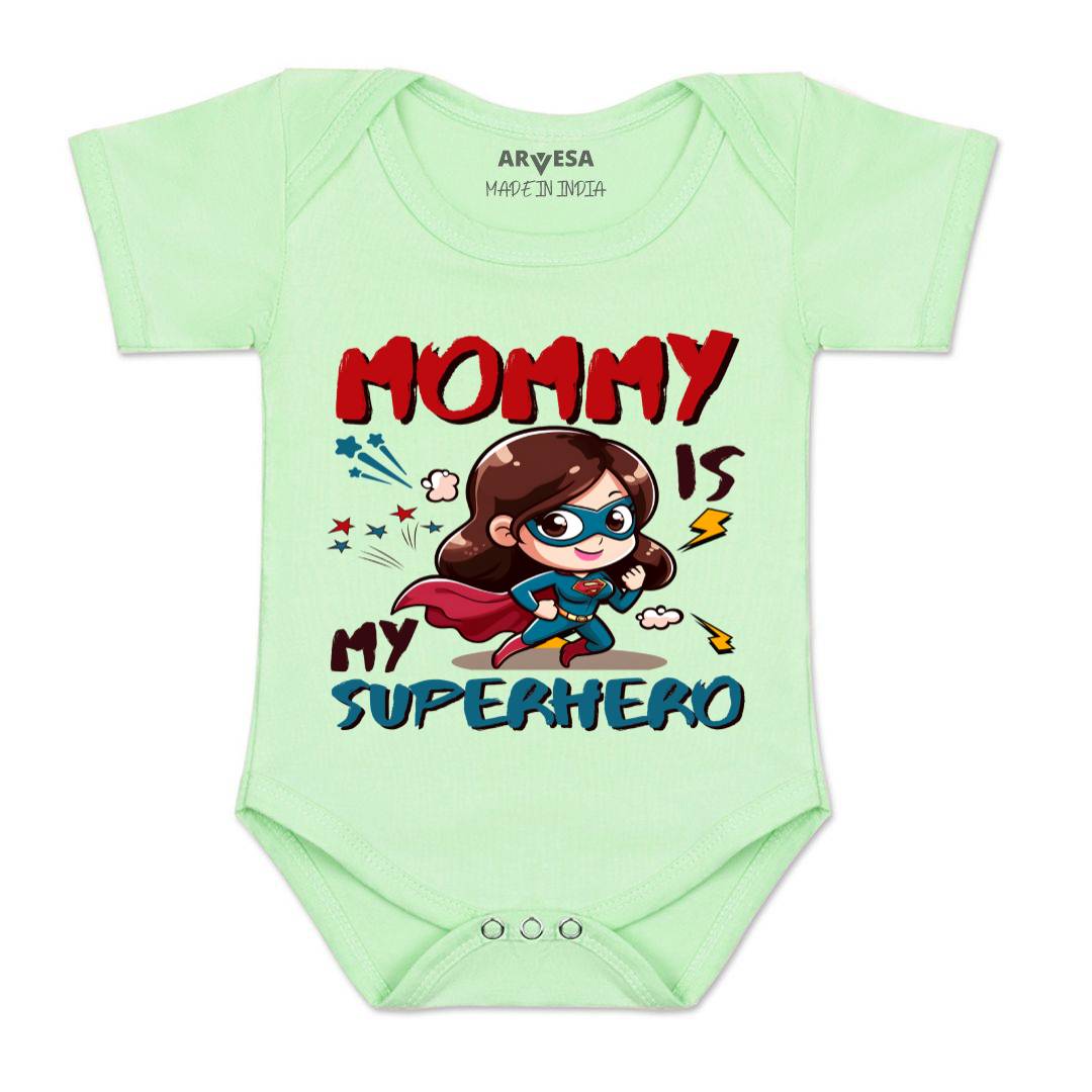 Arvesa Mommy Is My Superhero Design-1505 White 0-3 Months Jumpsuit for Baby Boy & Girl dress .