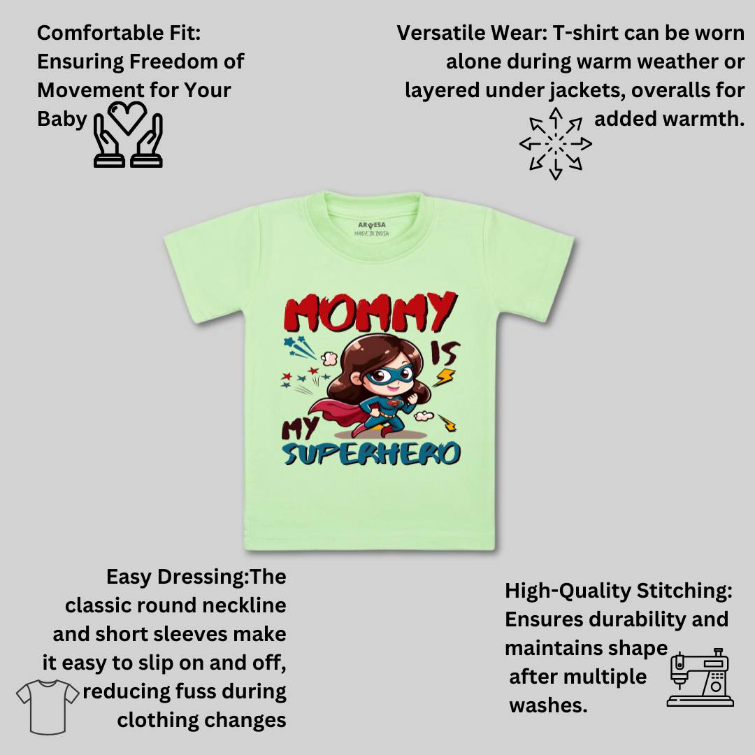 Arvesa Mommy Is My Superhero Design-1505 White 0-3 Months Jumpsuit for Baby Boy & Girl dress .