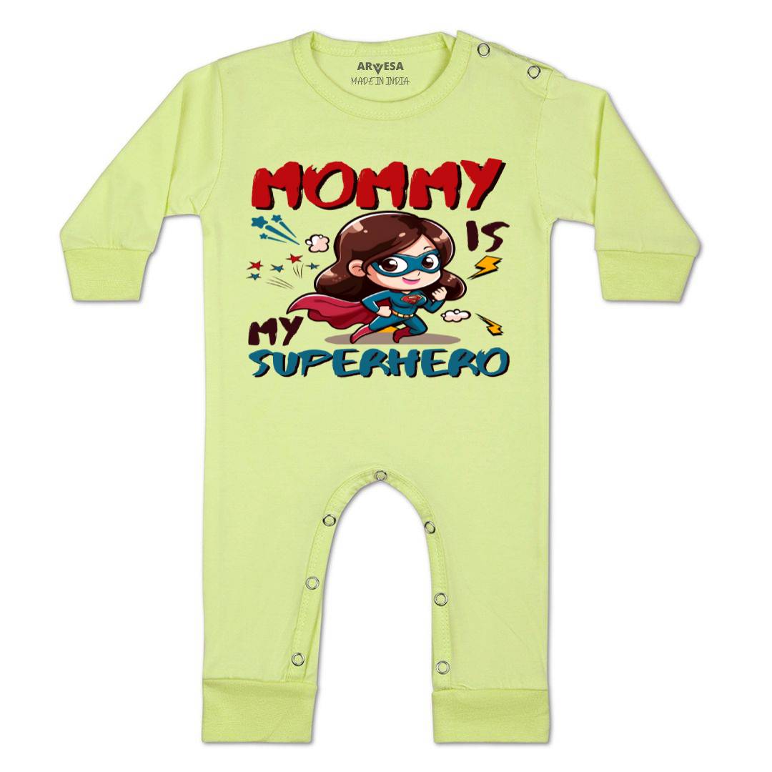 Arvesa Mommy Is My Superhero Design-1505 White 0-3 Months Jumpsuit for Baby Boy & Girl dress .