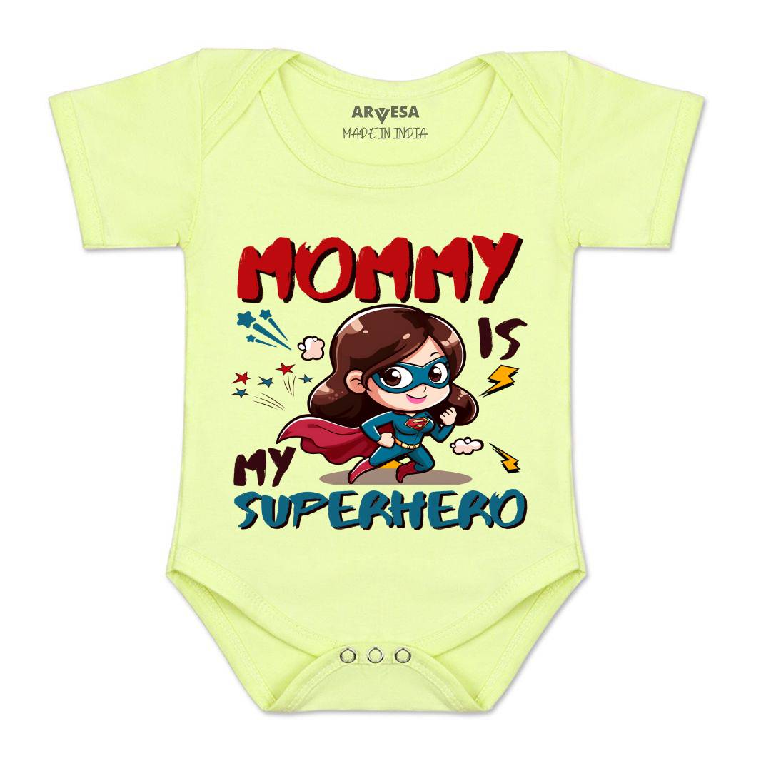 Arvesa Mommy Is My Superhero Design-1505 White 0-3 Months Jumpsuit for Baby Boy & Girl dress .
