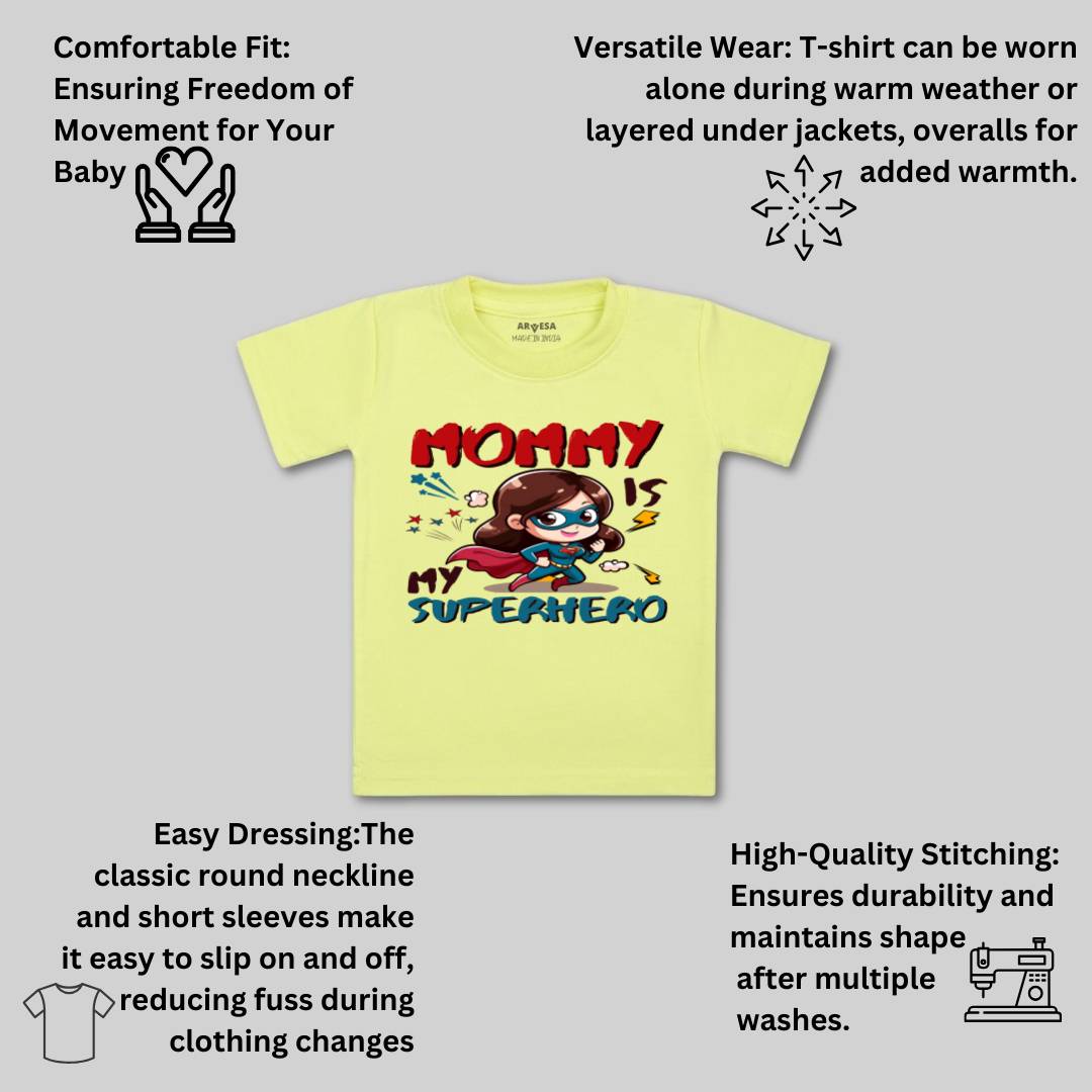 Arvesa Mommy Is My Superhero Design-1505 White 0-3 Months Jumpsuit for Baby Boy & Girl dress .