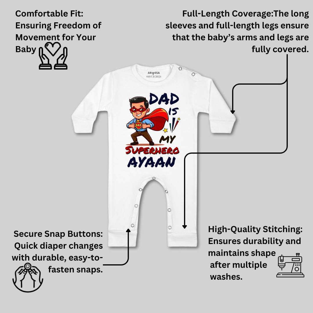 Arvesa Dad Is My Superhero Baby Boy & Girl Dress