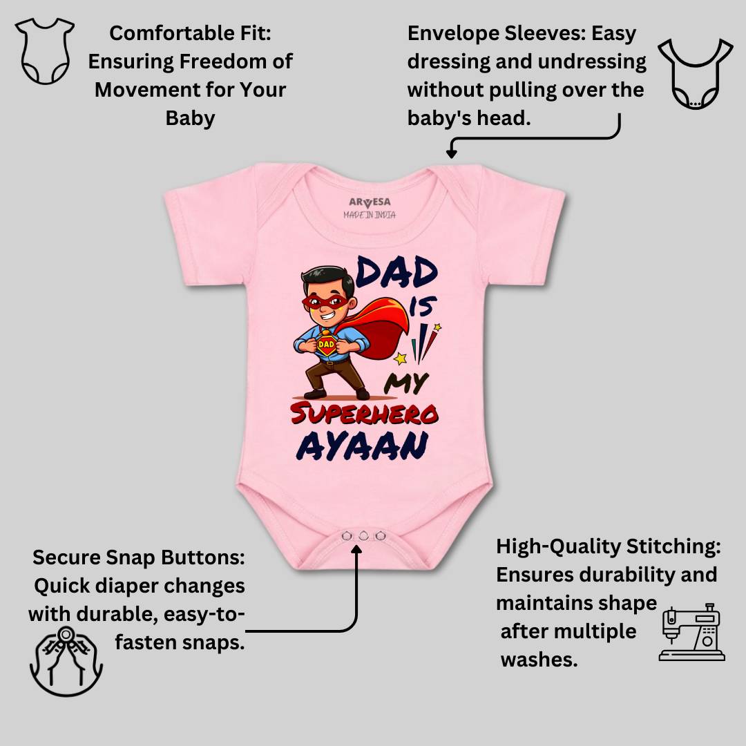 Arvesa Dad Is My Superhero Baby Boy & Girl Dress