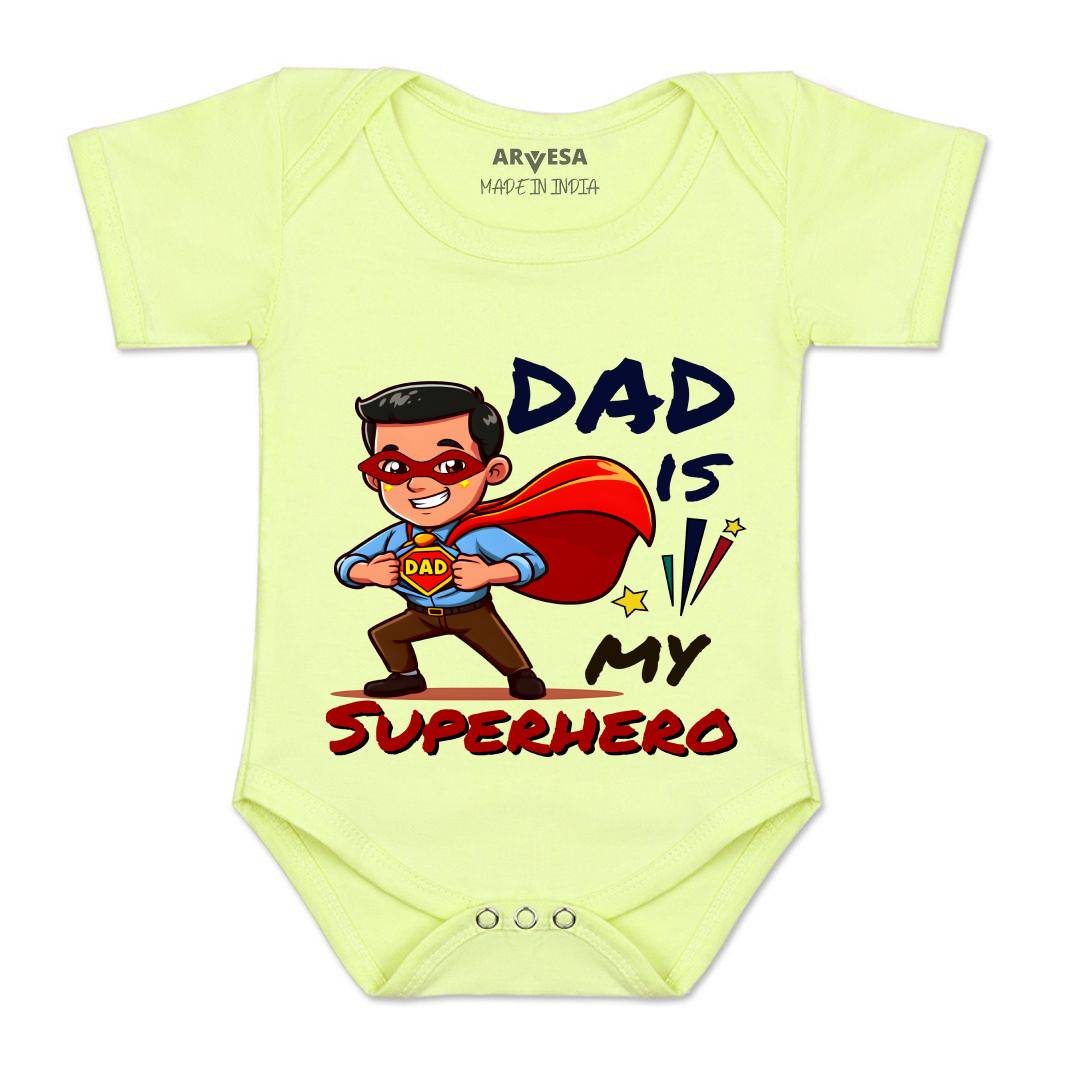 Arvesa Dad Is My Superhero Design-1506 White 0-3 Months Jumpsuit for Baby Boy & Girl dress .