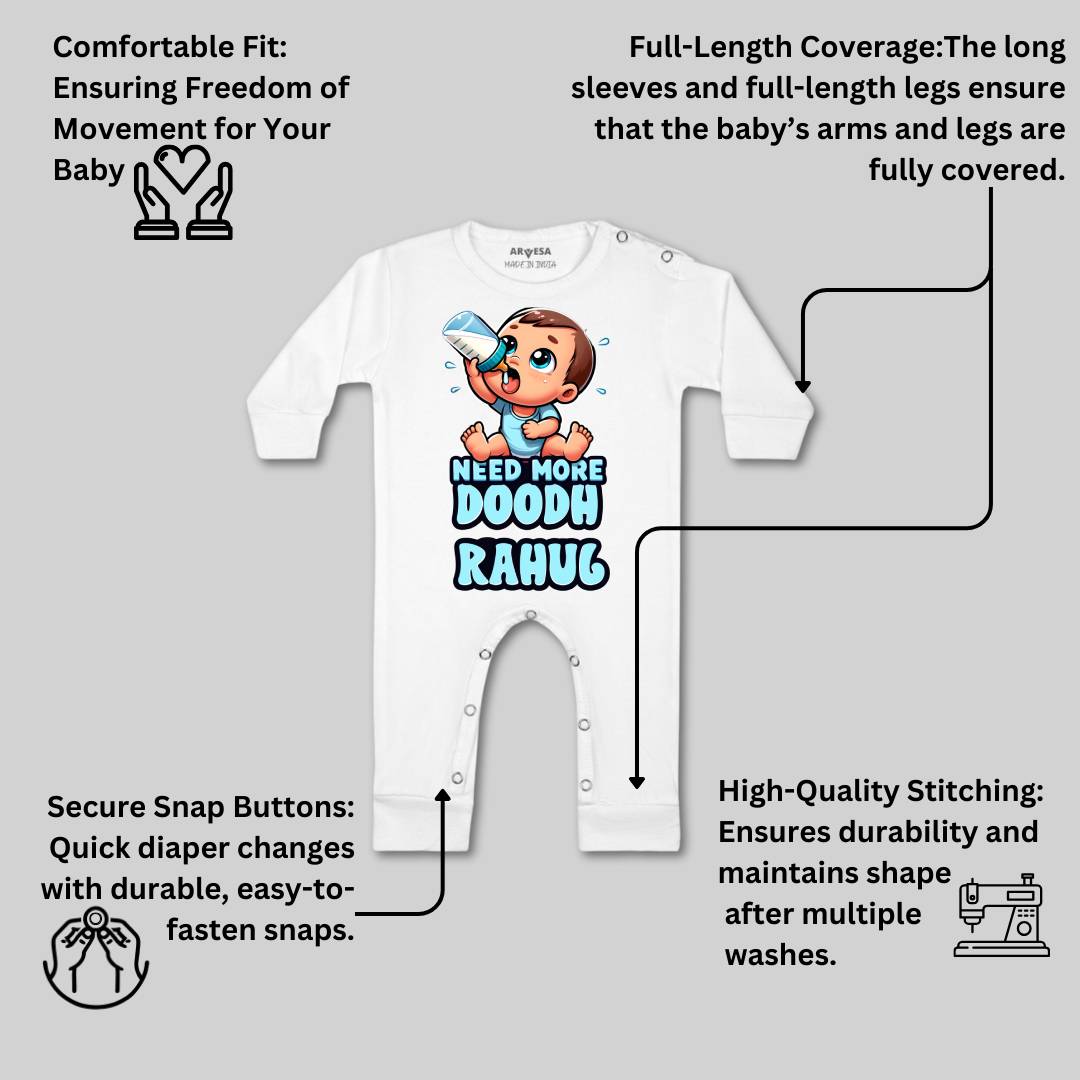 Arvesa Need More Doodh Baby Boy & Girl Dress