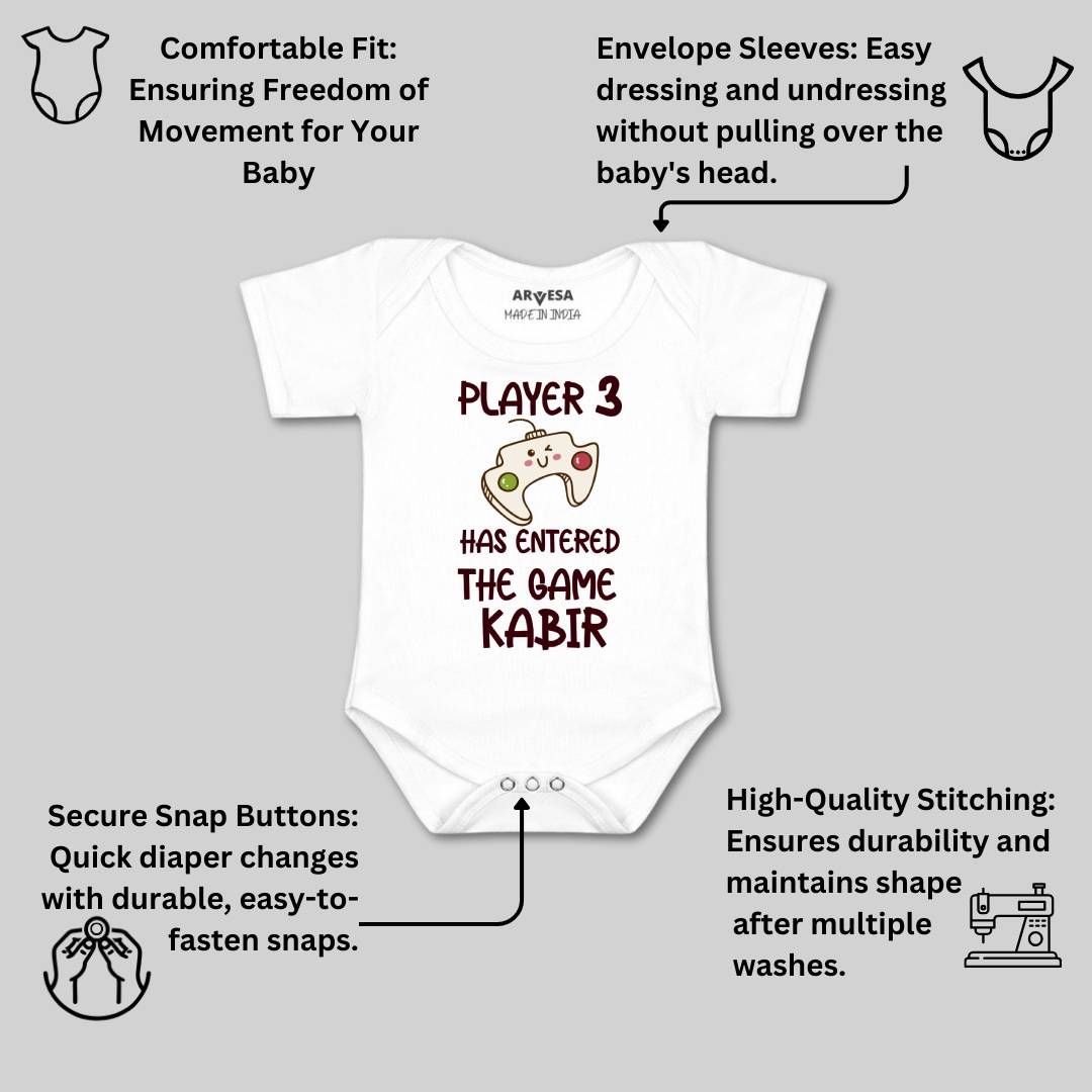 Arvesa Player 3 Entered The Game Baby Boy & Girl Dress