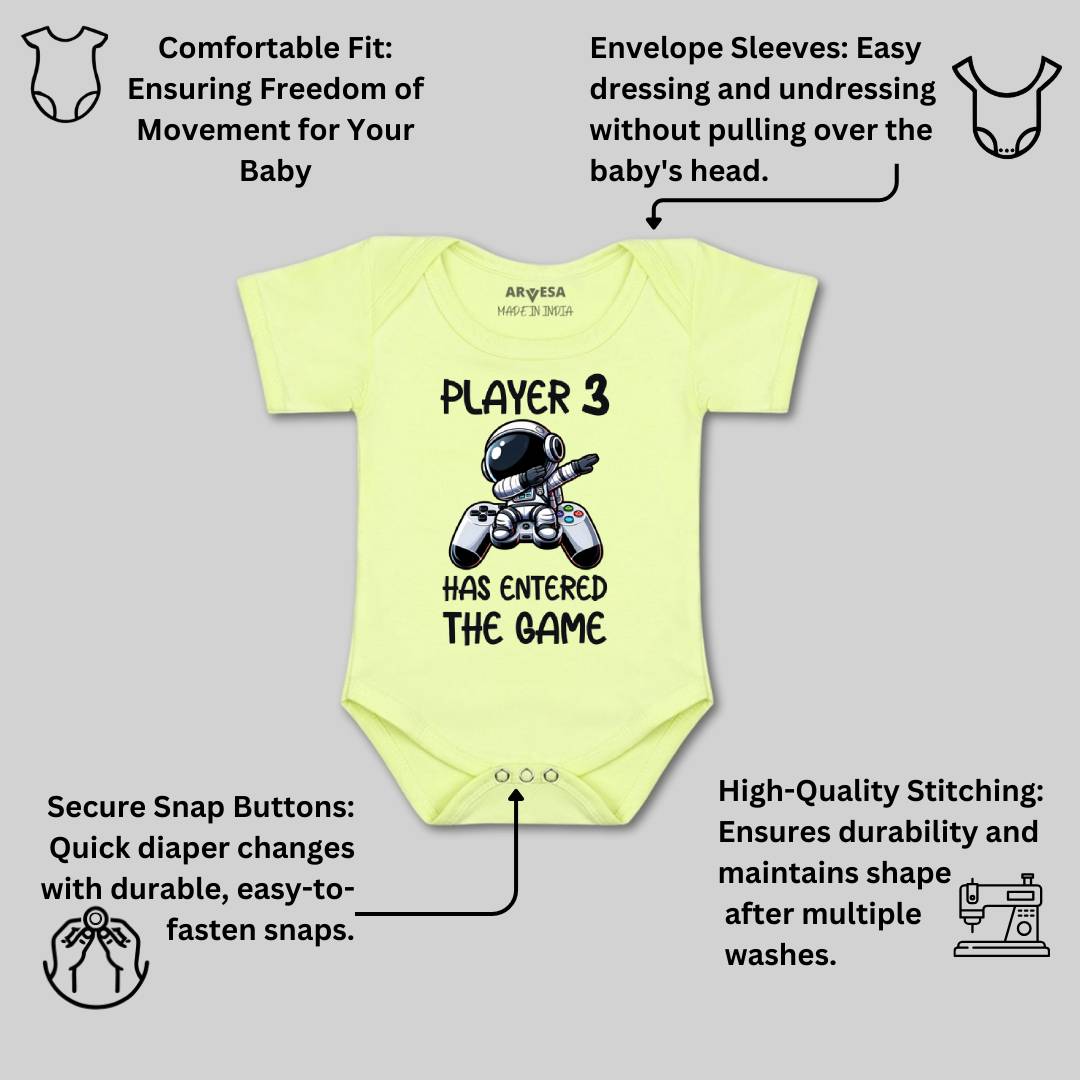 Arvesa Player 3 Entered The Game Baby Boy & Girl Dress