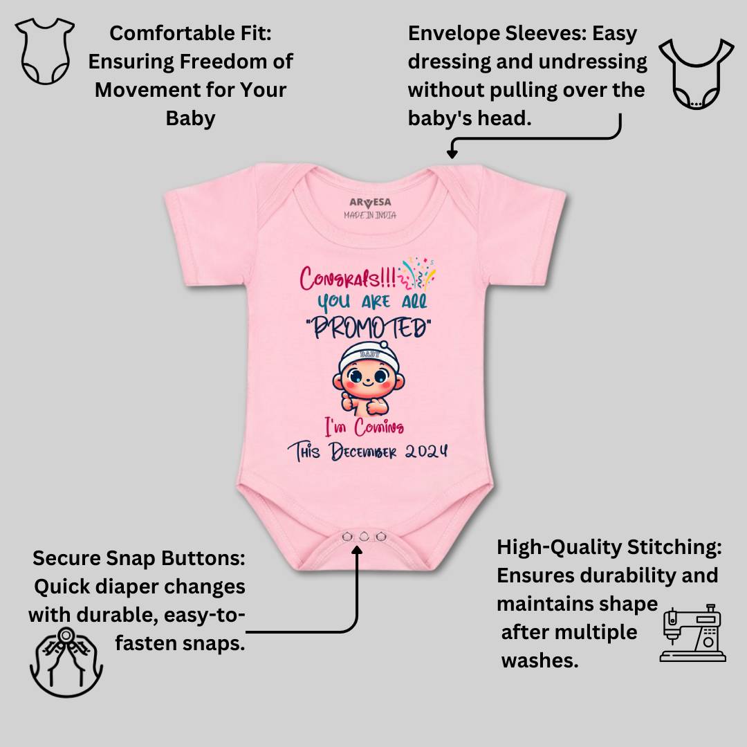 Arvesa Congrats All Are Promoted Coming Soon Baby Boy & Girl Dress