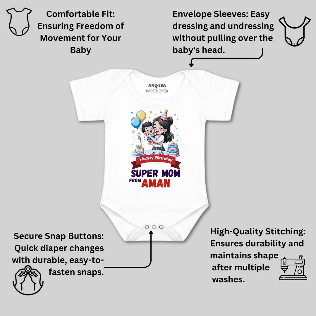 Arvesa Happy Birthday Super Mom Baby Boy & Girl Dress