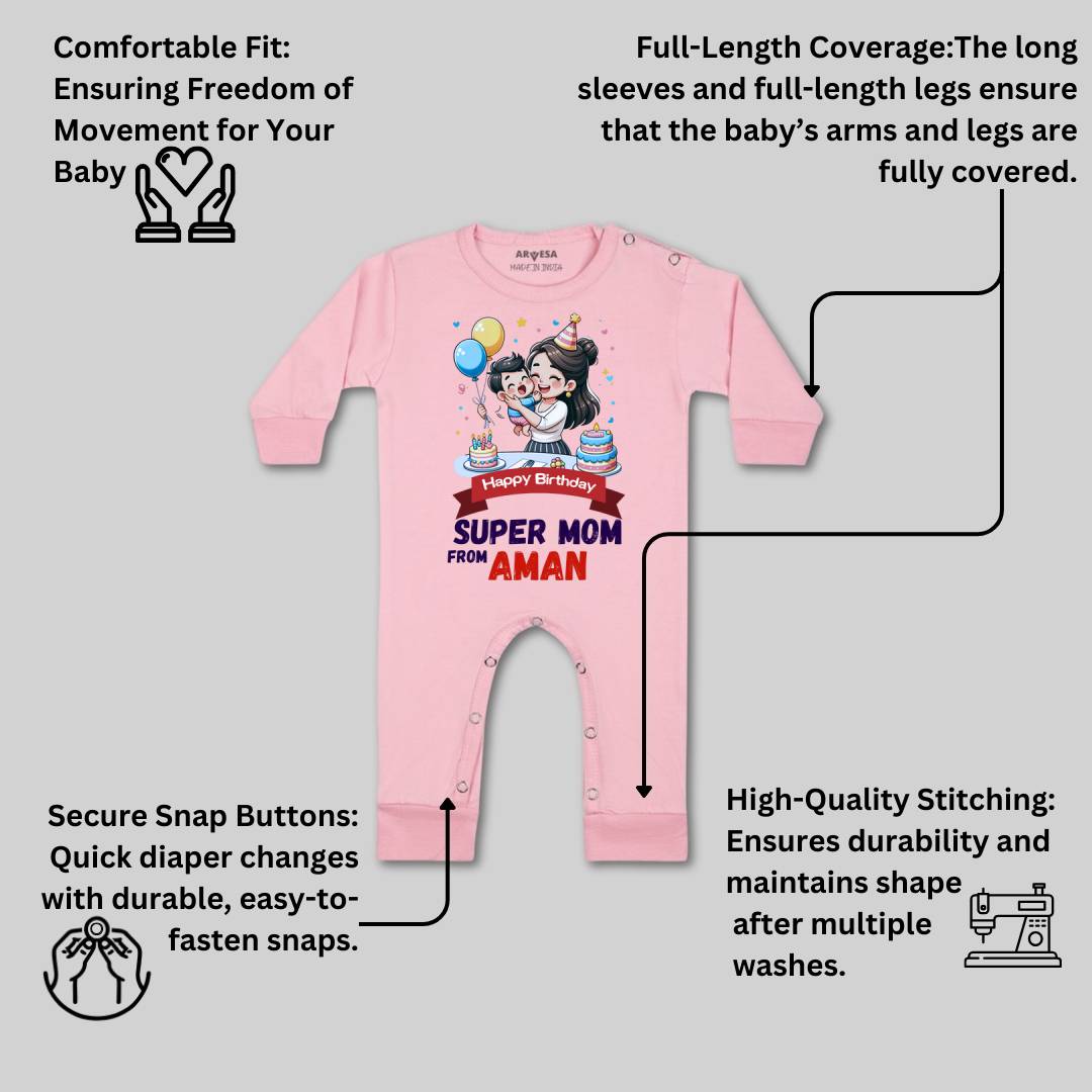 Arvesa Happy Birthday Super Mom Baby Boy & Girl Dress