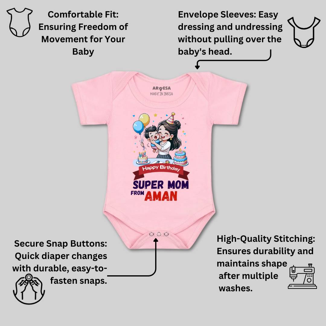 Arvesa Happy Birthday Super Mom Baby Boy & Girl Dress
