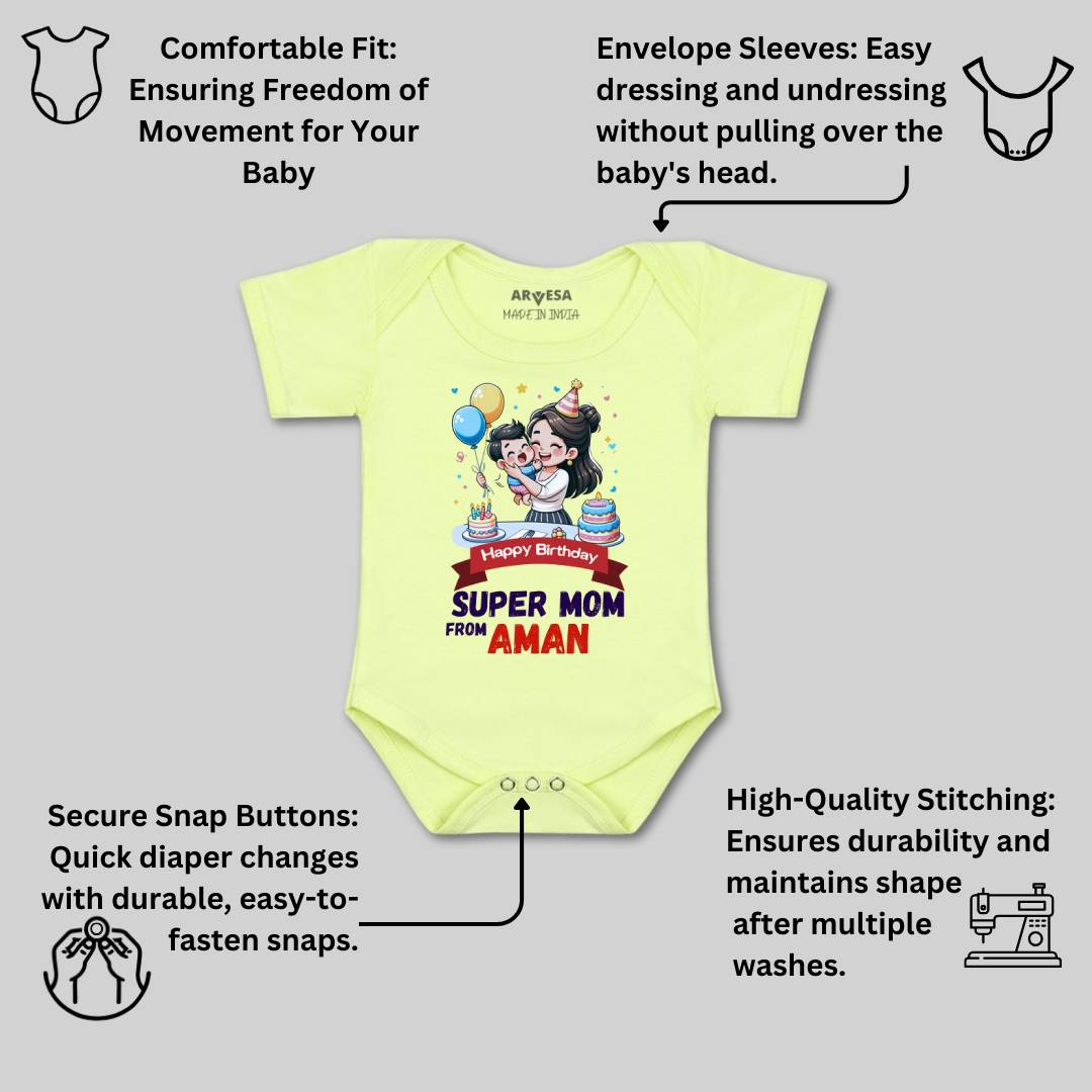 Arvesa Happy Birthday Super Mom Baby Boy & Girl Dress