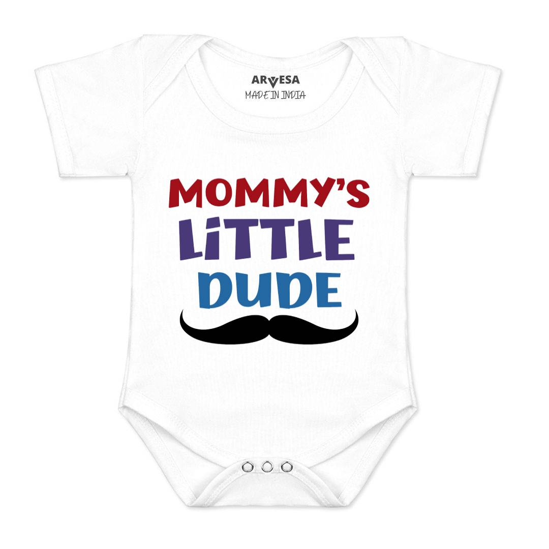 Arvesa Mommy Little Dude Design-1686 White 0-3 Months Jumpsuit for Baby Boy & Girl dress .
