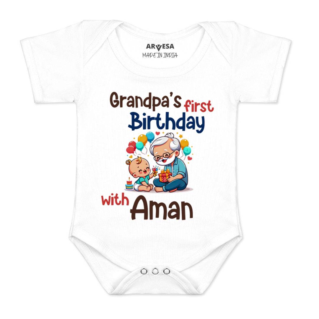 Arvesa Grandpa's First Firthday With Me Baby Boy & Girl Dress