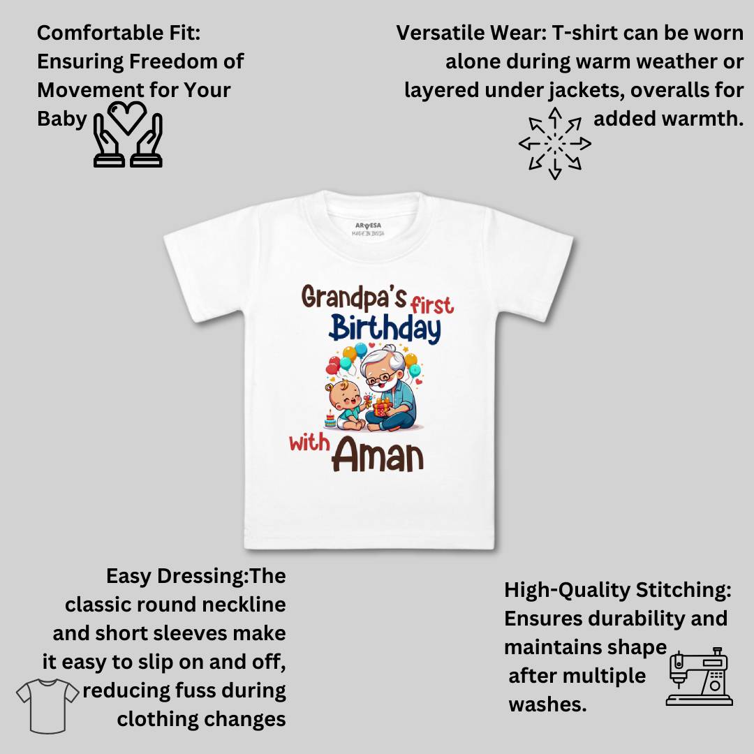 Arvesa Grandpa's First Firthday With Me Baby Boy & Girl Dress