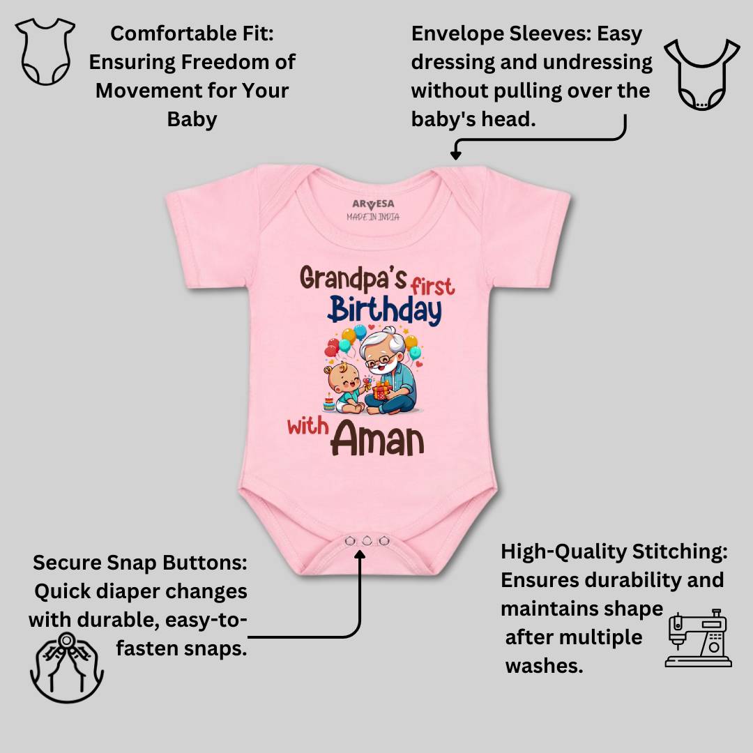 Arvesa Grandpa's First Firthday With Me Baby Boy & Girl Dress