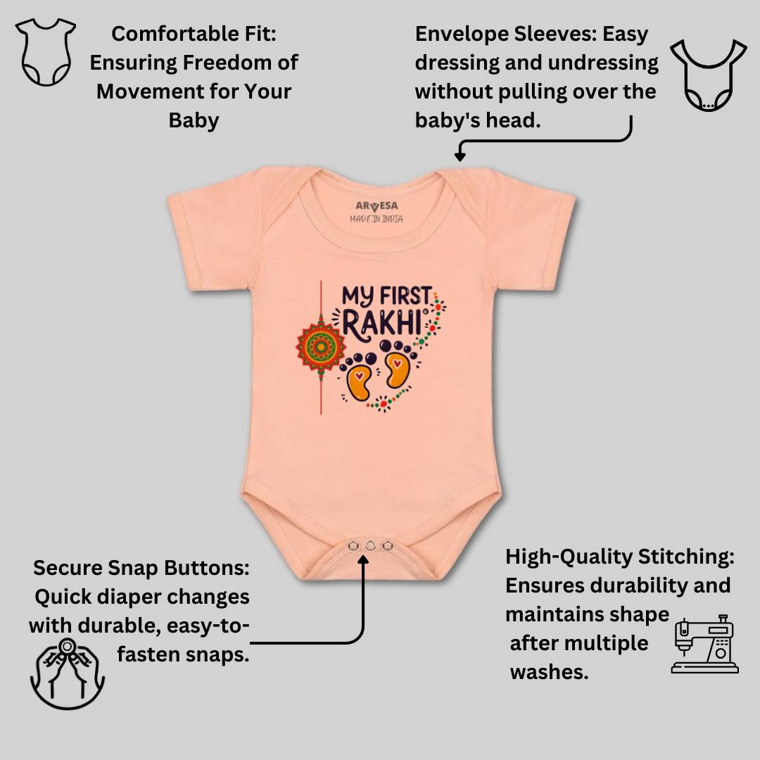 Arvesa Design-1712 Rakhi My First Baby Boy and Baby Girl Dress .