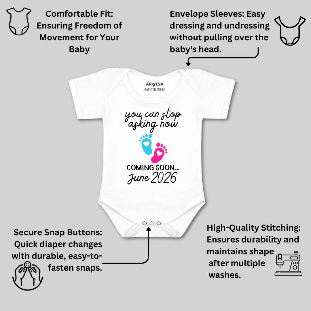 Arvesa You Can Stop Asking Now Coming Soon Baby Boy & Girl Dress