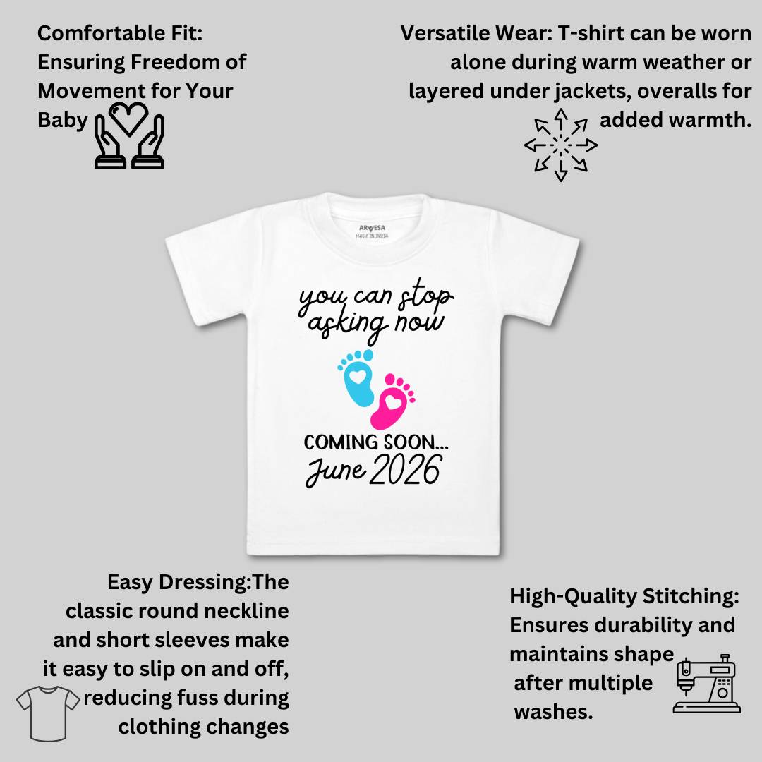 Arvesa You Can Stop Asking Now Coming Soon Baby Boy & Girl Dress
