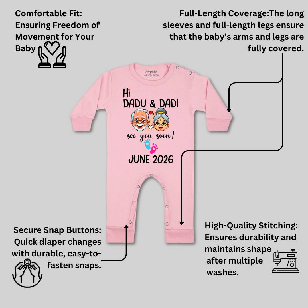 Arvesa Hi Dadu & Dadi See You Soon Baby Boy & Girl Dress