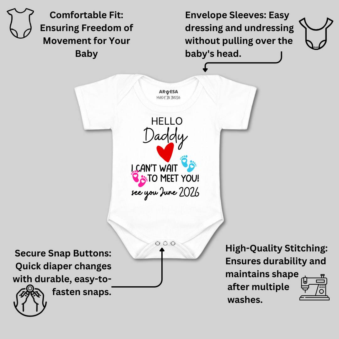 Arvesa Hello Daddy I can't Wait To Meet You Baby Boy & Girl Dress