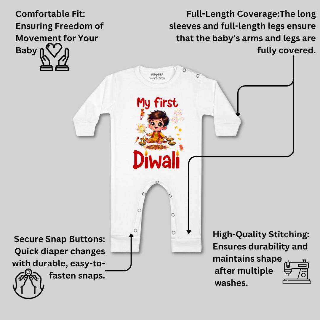 Arvesa Design-1755 Diwali My First Baby Boy and Baby Girl Dress .