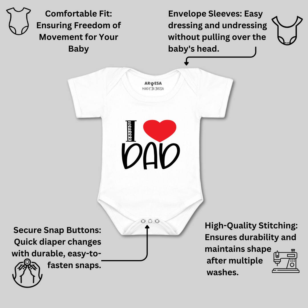 Arvesa I Love Dad Design-177 White 0-3 Months Jumpsuit for Baby Boy & Girl dress .