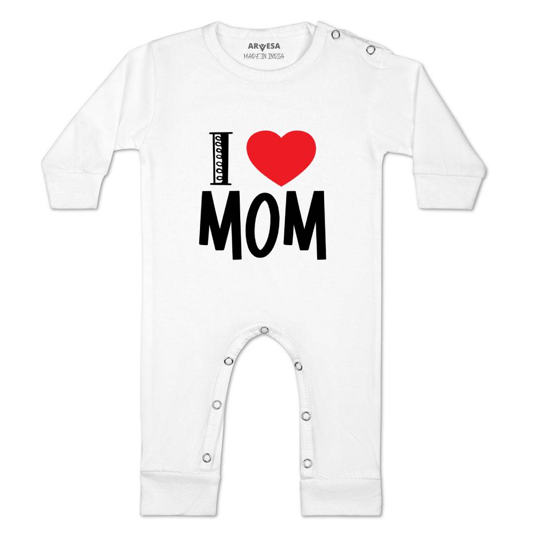 Arvesa I Love Mom Design-178 White 0-3 Months Jumpsuit for Baby Boy & Girl dress .