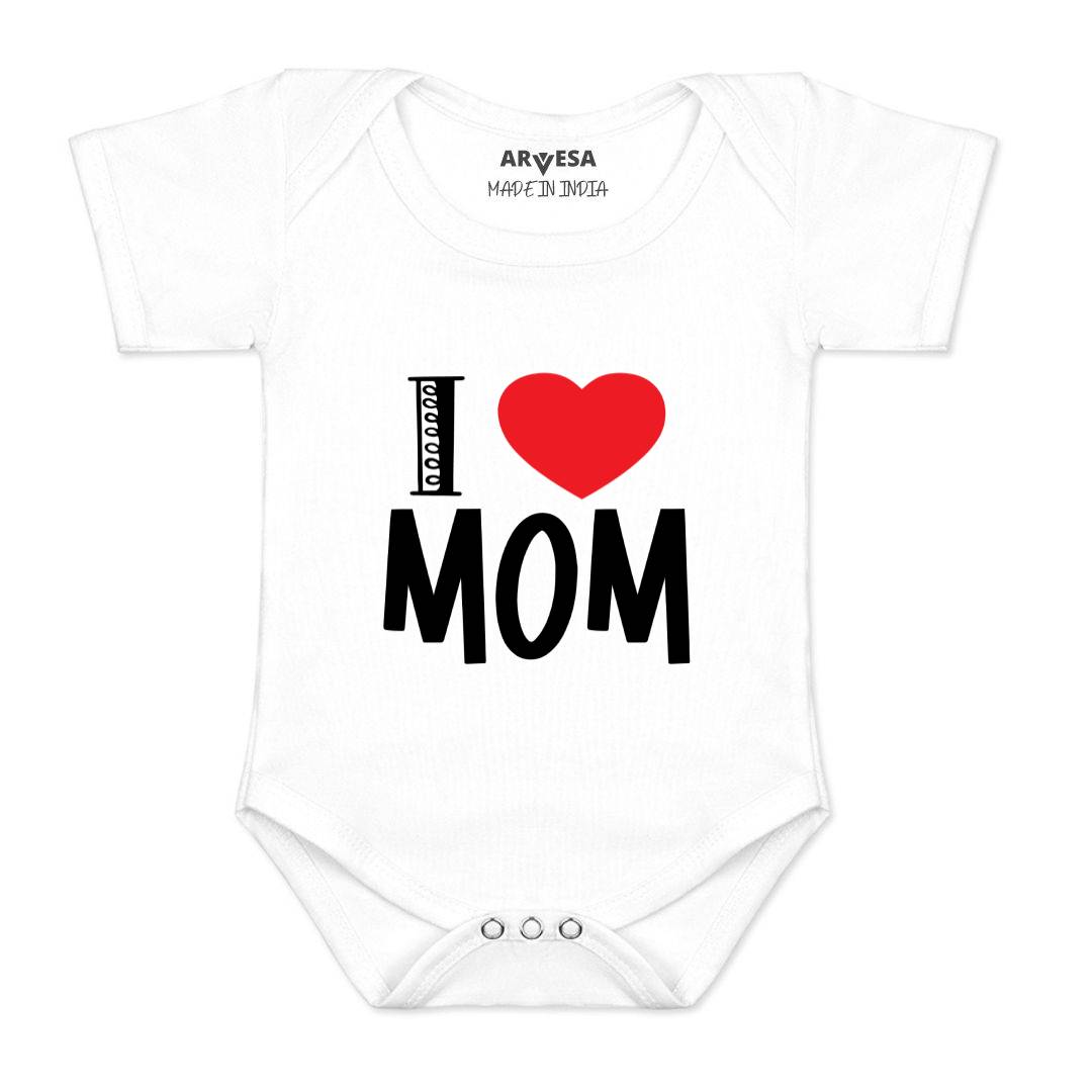Arvesa I Love Mom Design-178 White 0-3 Months Jumpsuit for Baby Boy & Girl dress .
