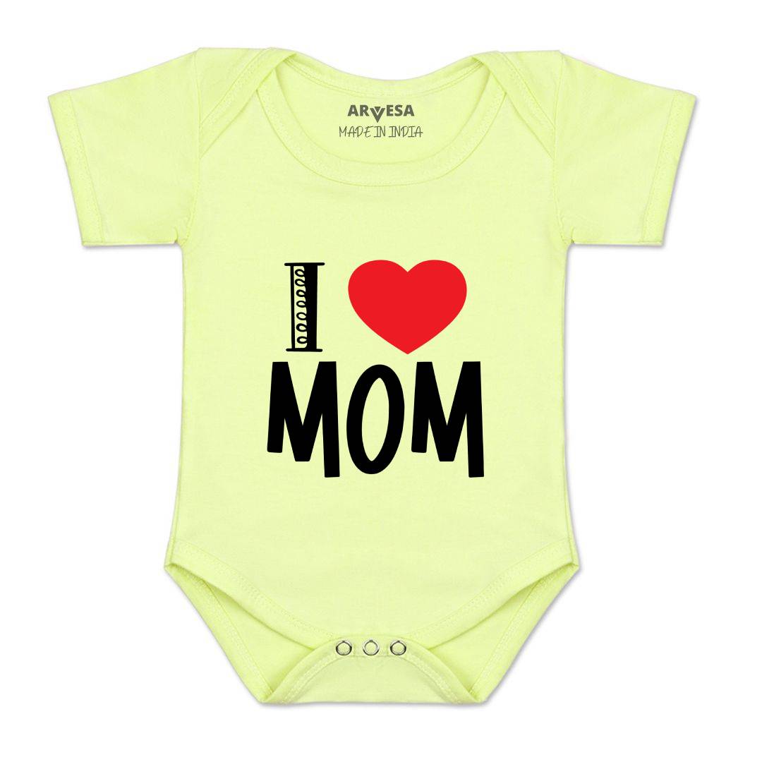 Arvesa I Love Mom Design-178 White 0-3 Months Jumpsuit for Baby Boy & Girl dress .