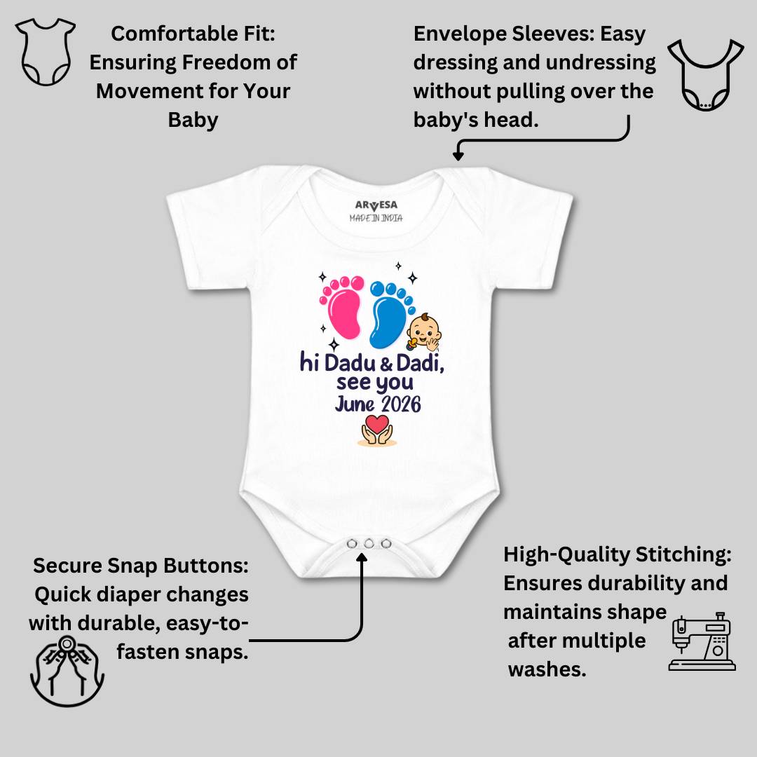 Arvesa Hi Dadu & Dadi See You Soon Baby Boy & Girl Dress
