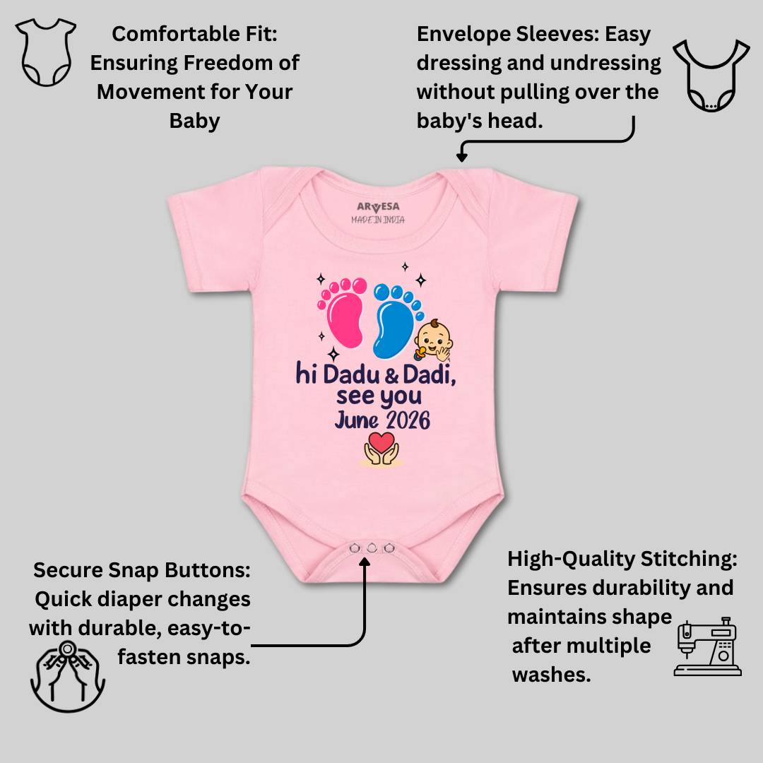 Arvesa Hi Dadu & Dadi See You Soon Baby Boy & Girl Dress
