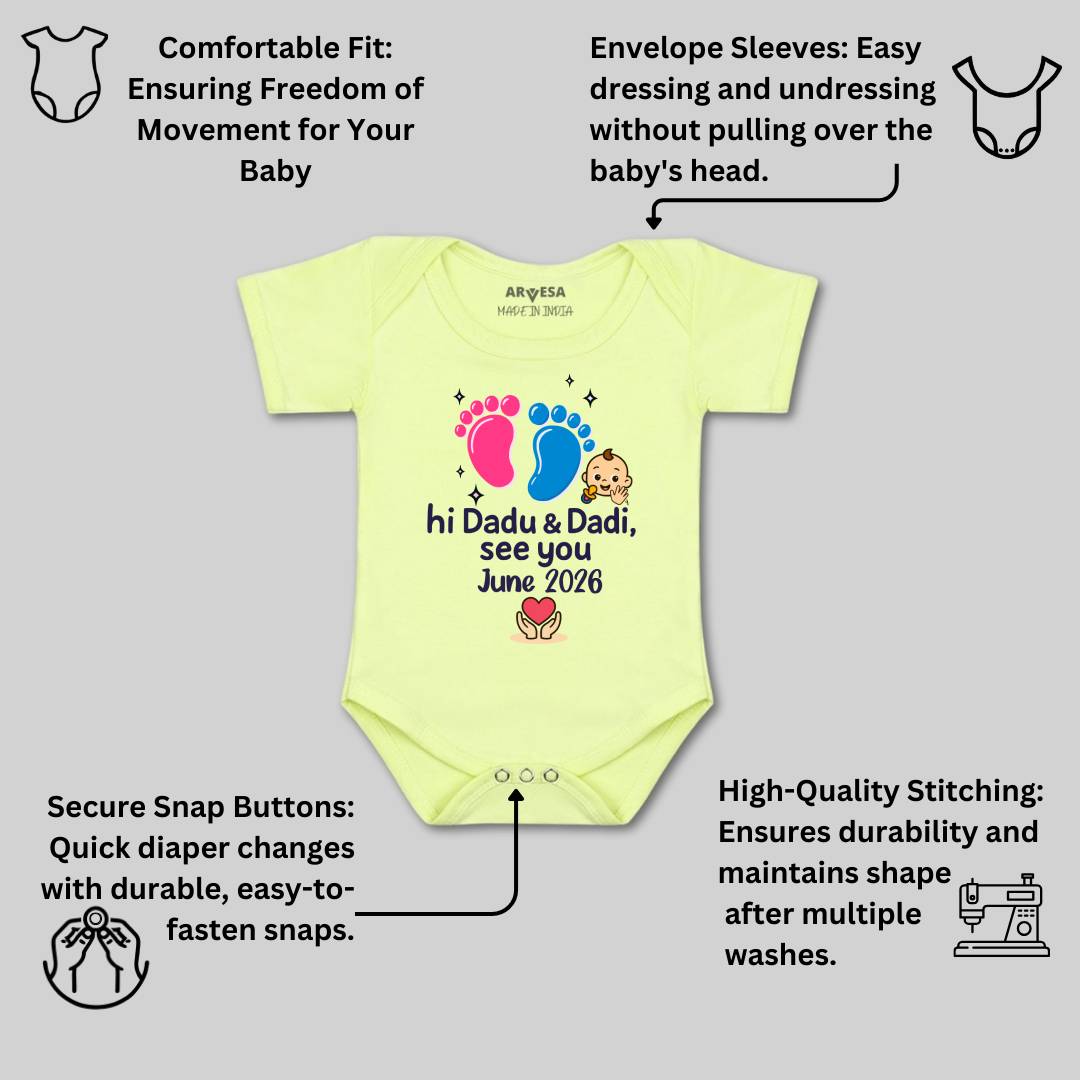 Arvesa Hi Dadu & Dadi See You Soon Baby Boy & Girl Dress